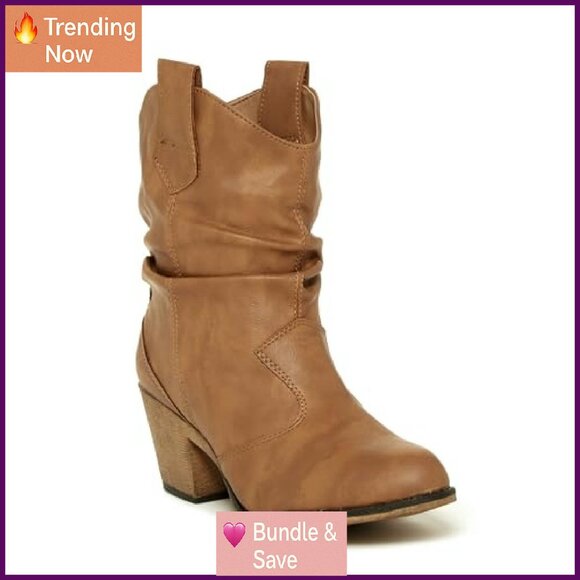 Modern Western Distressed Cowboy Boots with Pull-Up Tabs, Mid-Calf - Picture 2 of 8